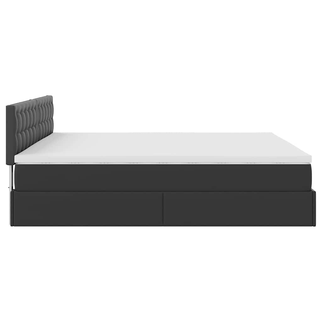 vidaXL Ottoman-Bett mit Matratzen & LEDs Schwarz 160x200 cm Kunstleder