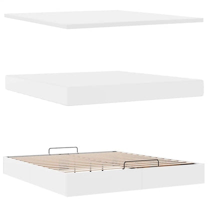 vidaXL Ottoman-Bett mit Matratzen & LEDs Reinweiß 160x200cm Kunstleder