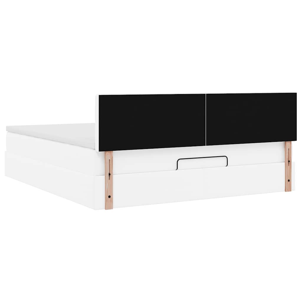 vidaXL Ottoman-Bett mit Matratzen & LEDs Reinweiß 160x200cm Kunstleder