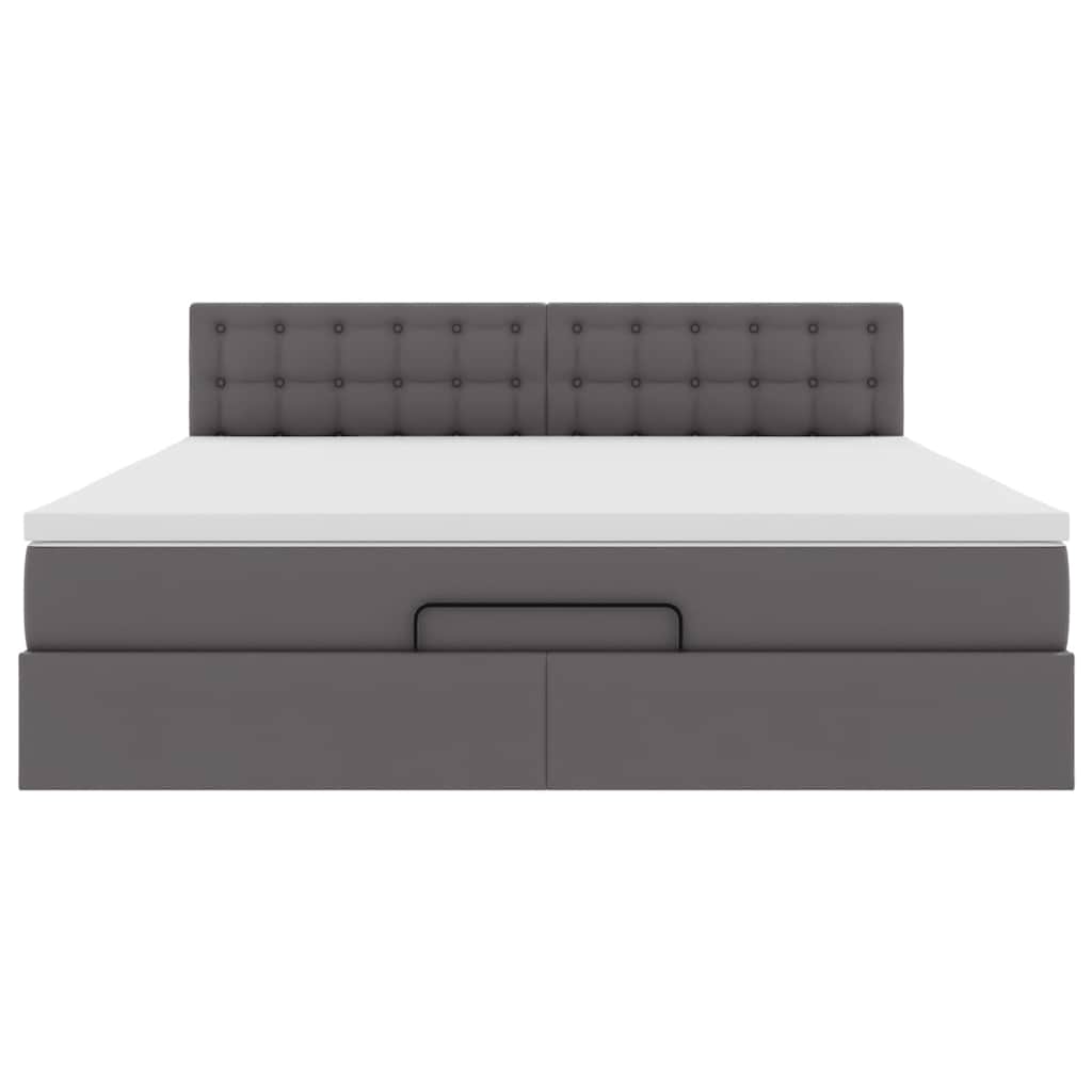vidaXL Ottoman-Bett mit Matratzen & LEDs Grau 160x200 cm Kunstleder