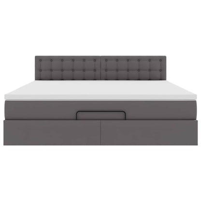 vidaXL Ottoman-Bett mit Matratzen & LEDs Grau 160x200 cm Kunstleder