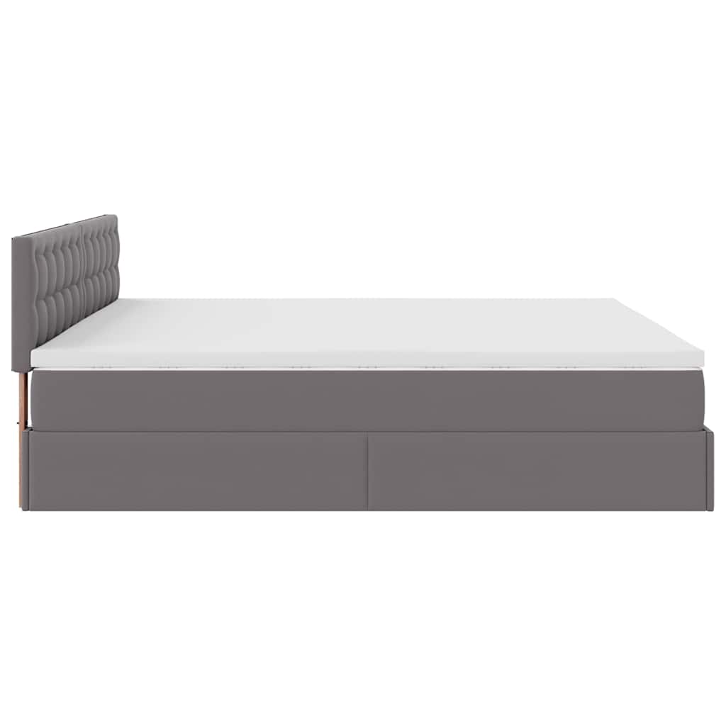 vidaXL Ottoman-Bett mit Matratzen & LEDs Grau 160x200 cm Kunstleder