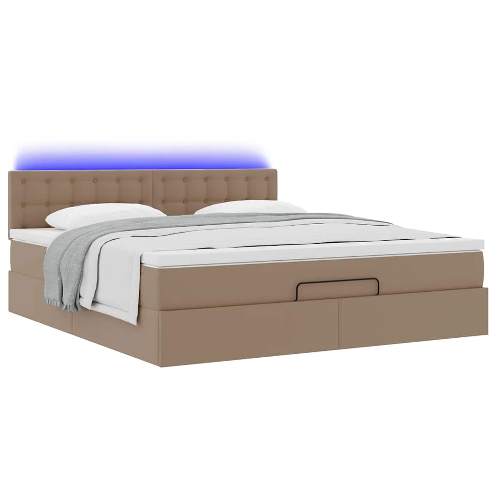 Ottoman-Bett mit Matratzen & LEDs Cappuccino-Braun 160x200cm