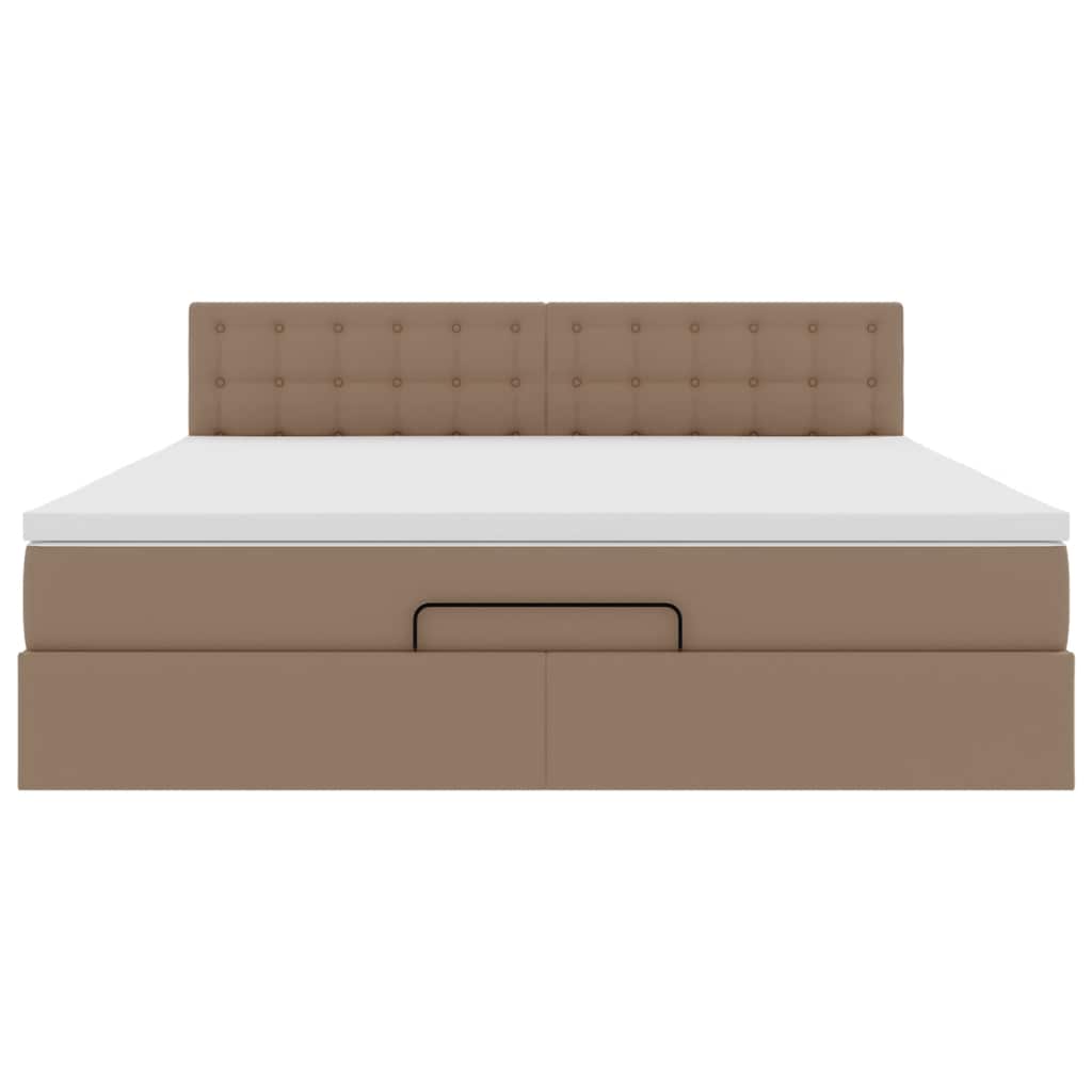 Ottoman-Bett mit Matratzen & LEDs Cappuccino-Braun 160x200cm