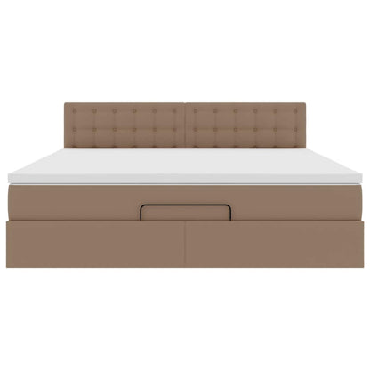 Ottoman-Bett mit Matratzen & LEDs Cappuccino-Braun 160x200cm