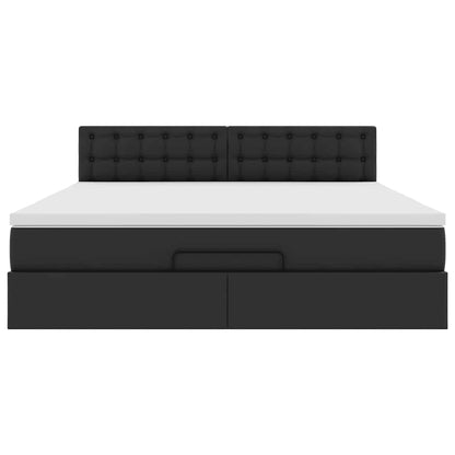vidaXL Ottoman-Bett mit Matratzen & LEDs Schwarz 180x200 cm Kunstleder
