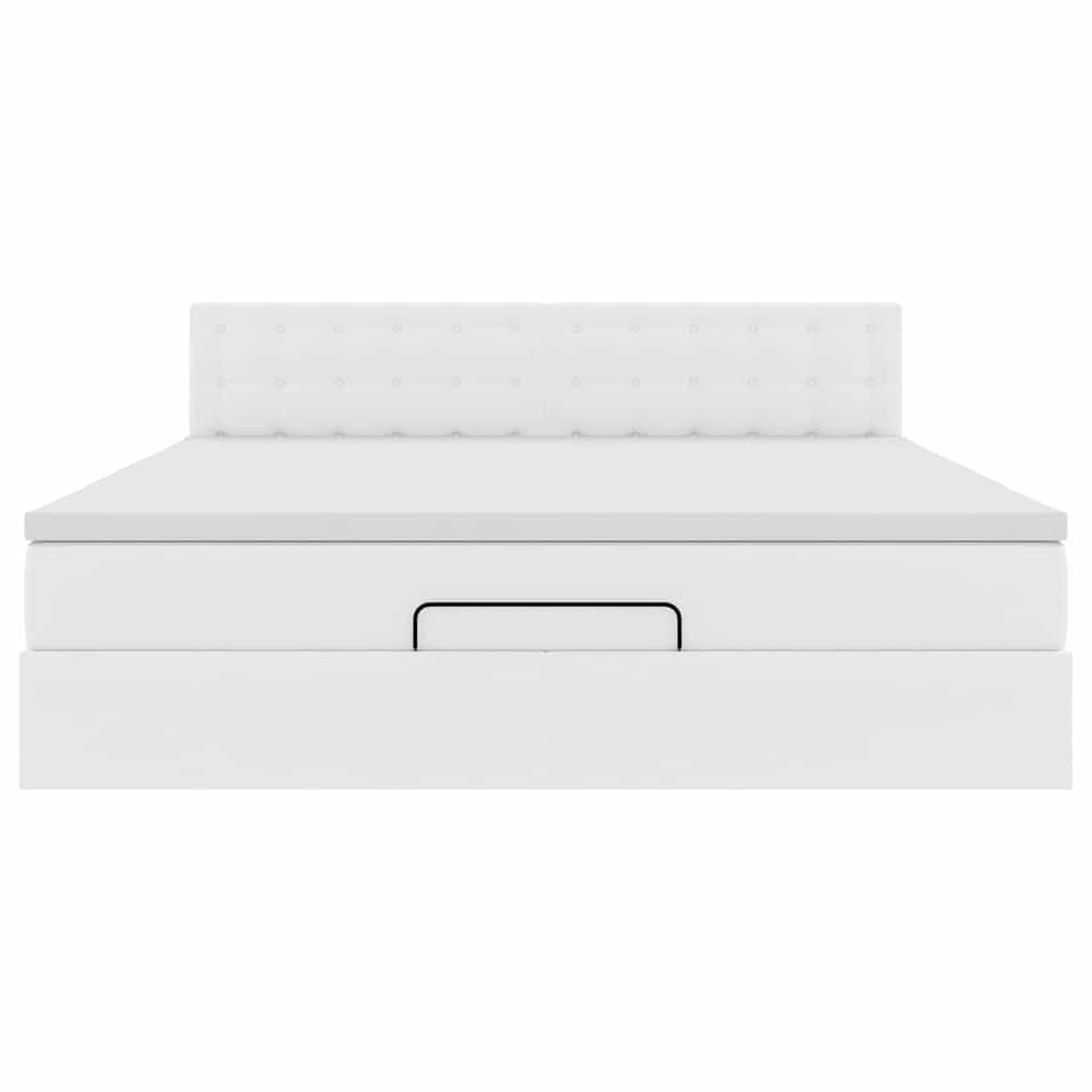 vidaXL Ottoman-Bett mit Matratzen & LEDs Reinweiß 180x200cm Kunstleder