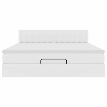 vidaXL Ottoman-Bett mit Matratzen & LEDs Reinweiß 180x200cm Kunstleder