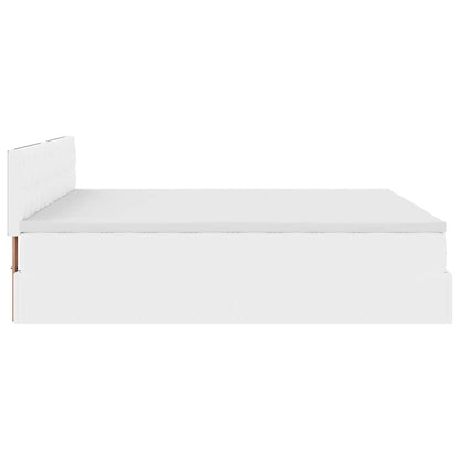 vidaXL Ottoman-Bett mit Matratzen & LEDs Reinweiß 180x200cm Kunstleder
