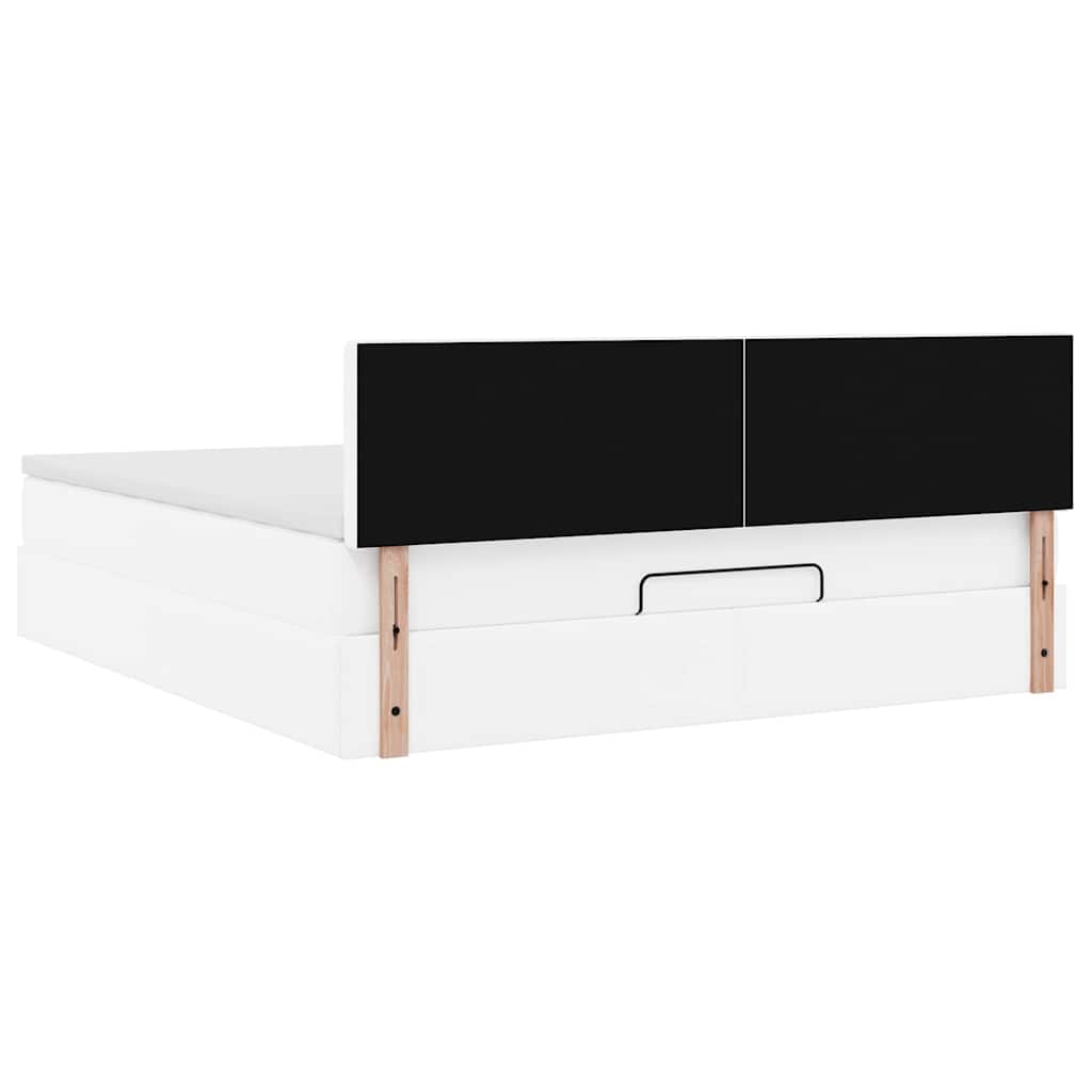 vidaXL Ottoman-Bett mit Matratzen & LEDs Reinweiß 180x200cm Kunstleder