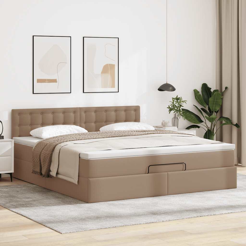 vidaXL Ottoman-Bett mit Matratzen & LEDs Cappuccino-Braun 180x200cm