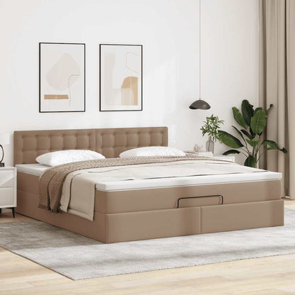 vidaXL Ottoman-Bett mit Matratzen & LEDs Cappuccino-Braun 180x200cm