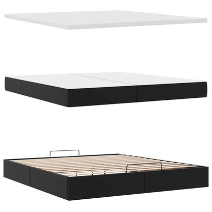 vidaXL Ottoman-Bett mit Matratzen & LEDs Schwarz 200x200 cm Kunstleder