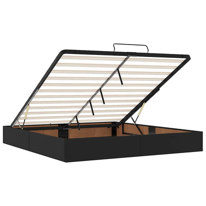 Ottoman-Bett mit Matratzen & LEDs Schwarz 200x200 cm Kunstleder