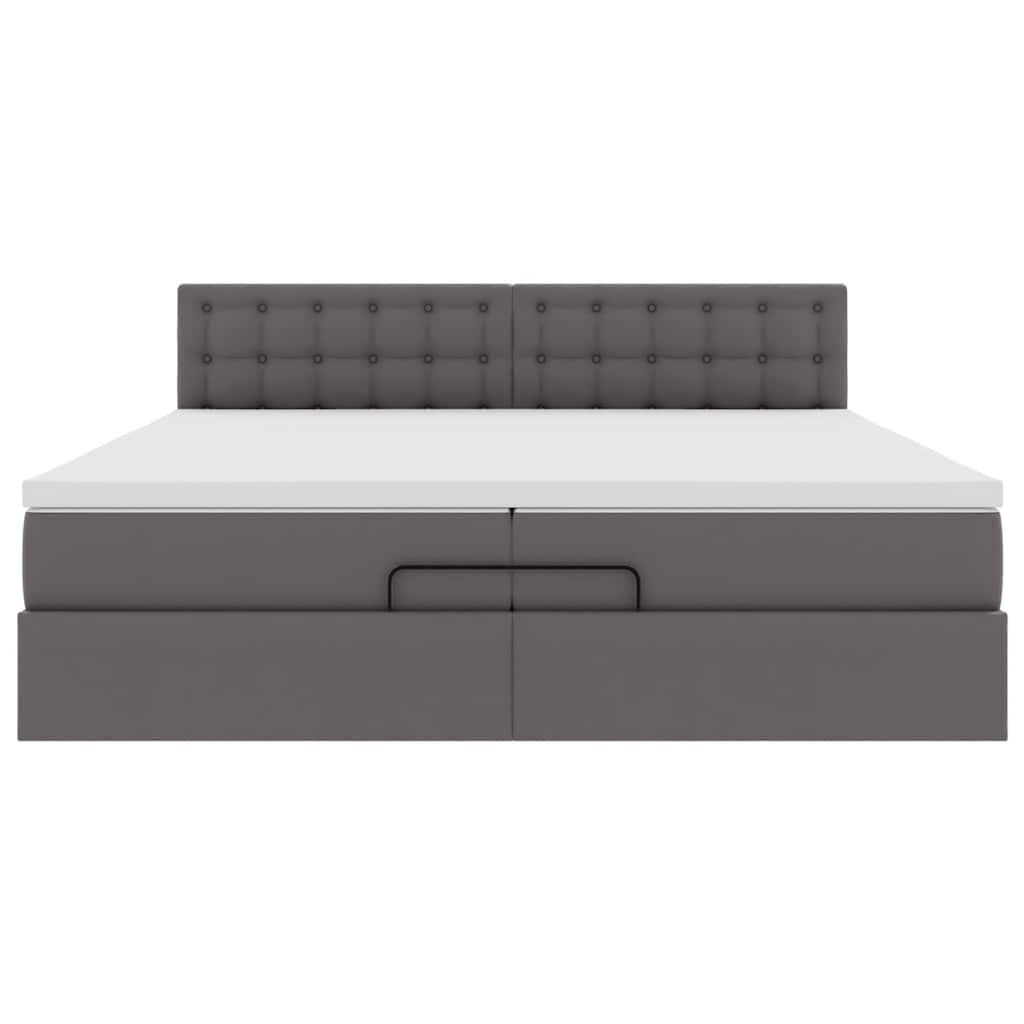 vidaXL Ottoman-Bett mit Matratzen & LEDs Grau 200x200 cm Kunstleder
