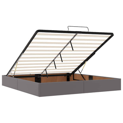 vidaXL Ottoman-Bett mit Matratzen & LEDs Grau 200x200 cm Kunstleder