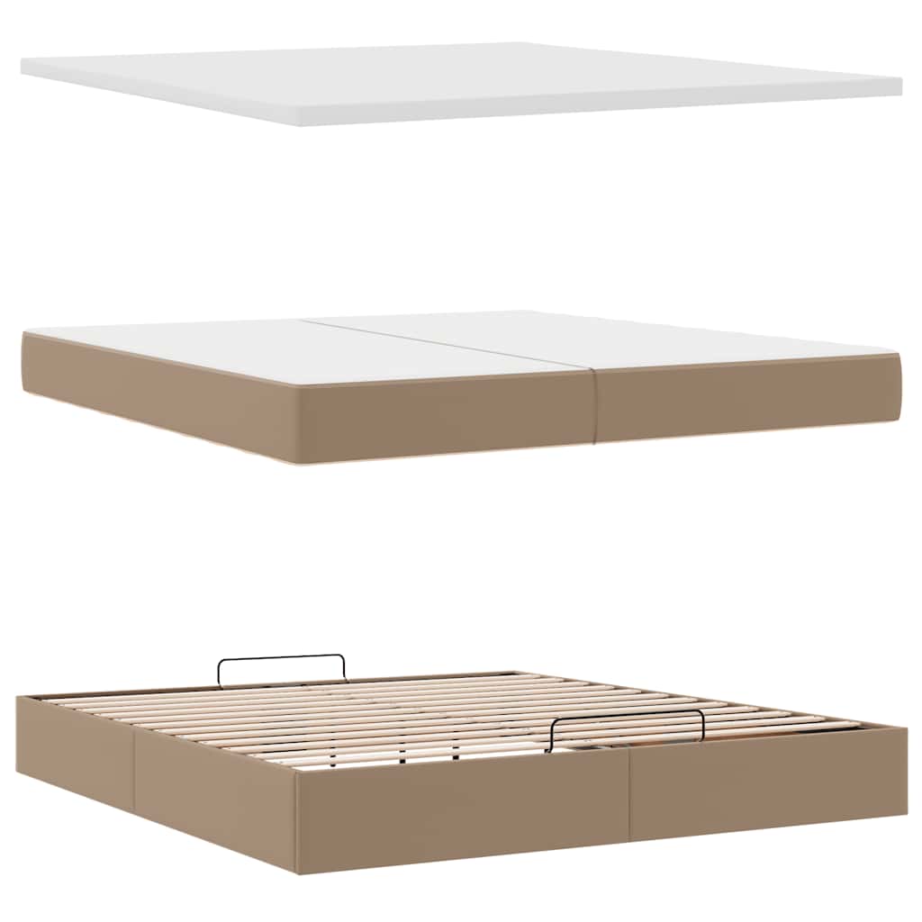 vidaXL Ottoman-Bett mit Matratzen LEDs Cappuccino 200x200cm Kunstleder