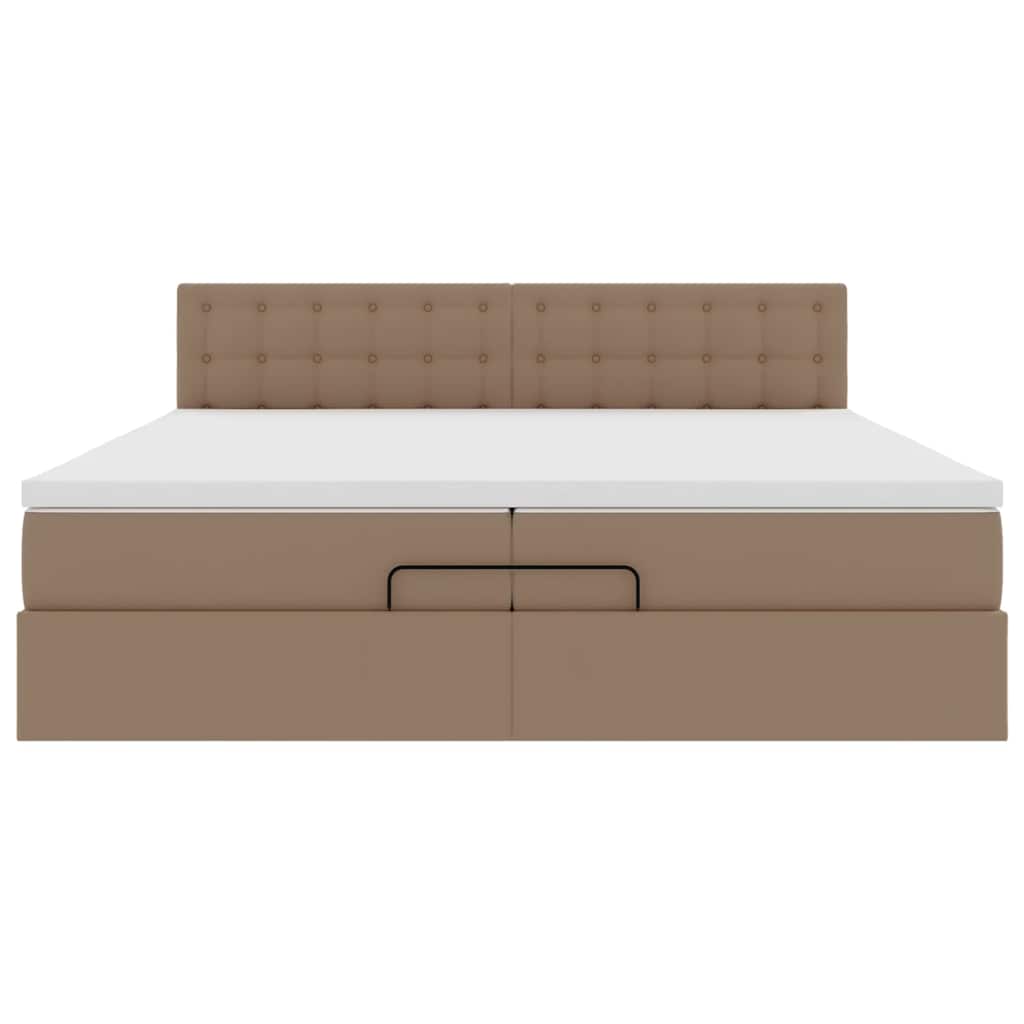 vidaXL Ottoman-Bett mit Matratzen LEDs Cappuccino 200x200cm Kunstleder