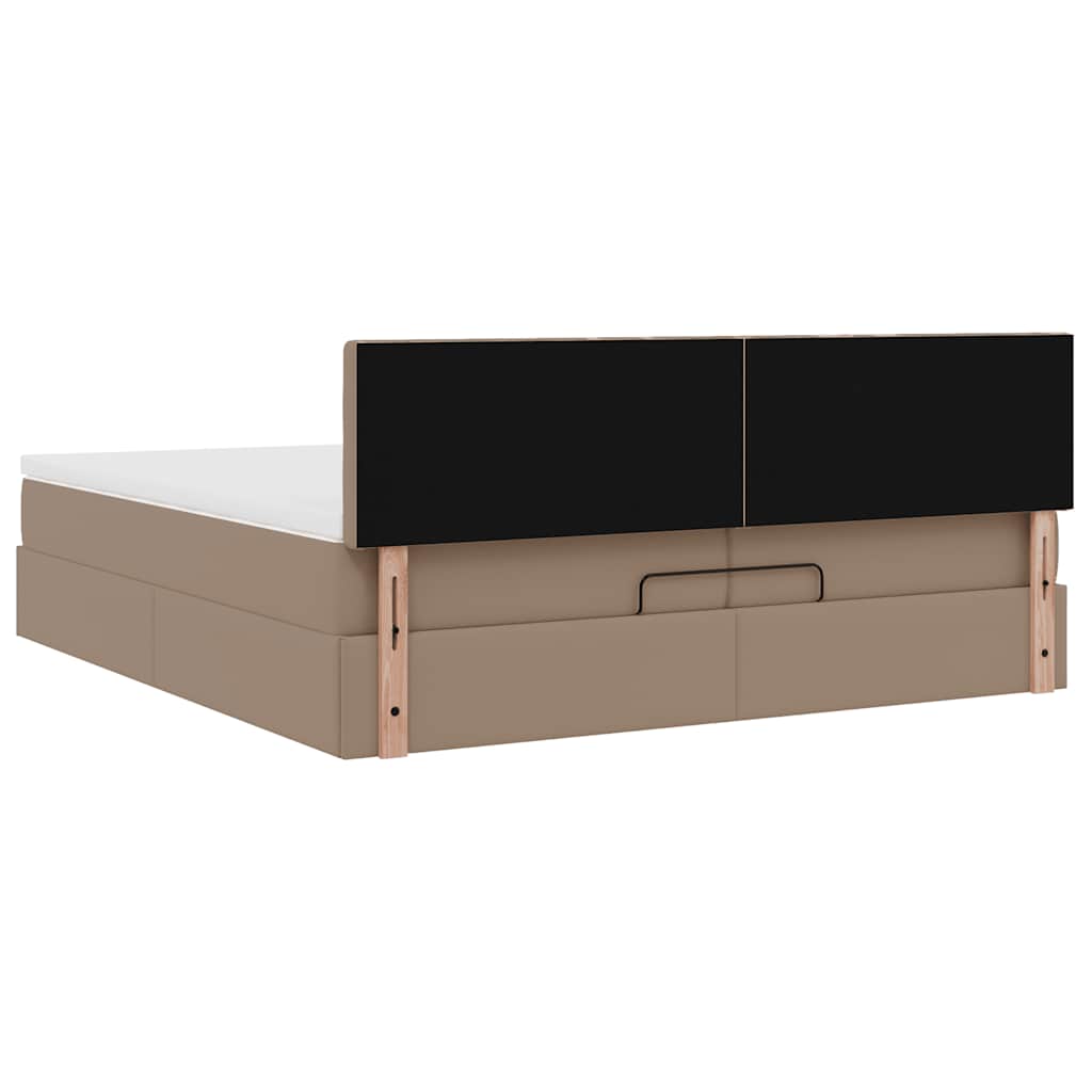 vidaXL Ottoman-Bett mit Matratzen LEDs Cappuccino 200x200cm Kunstleder