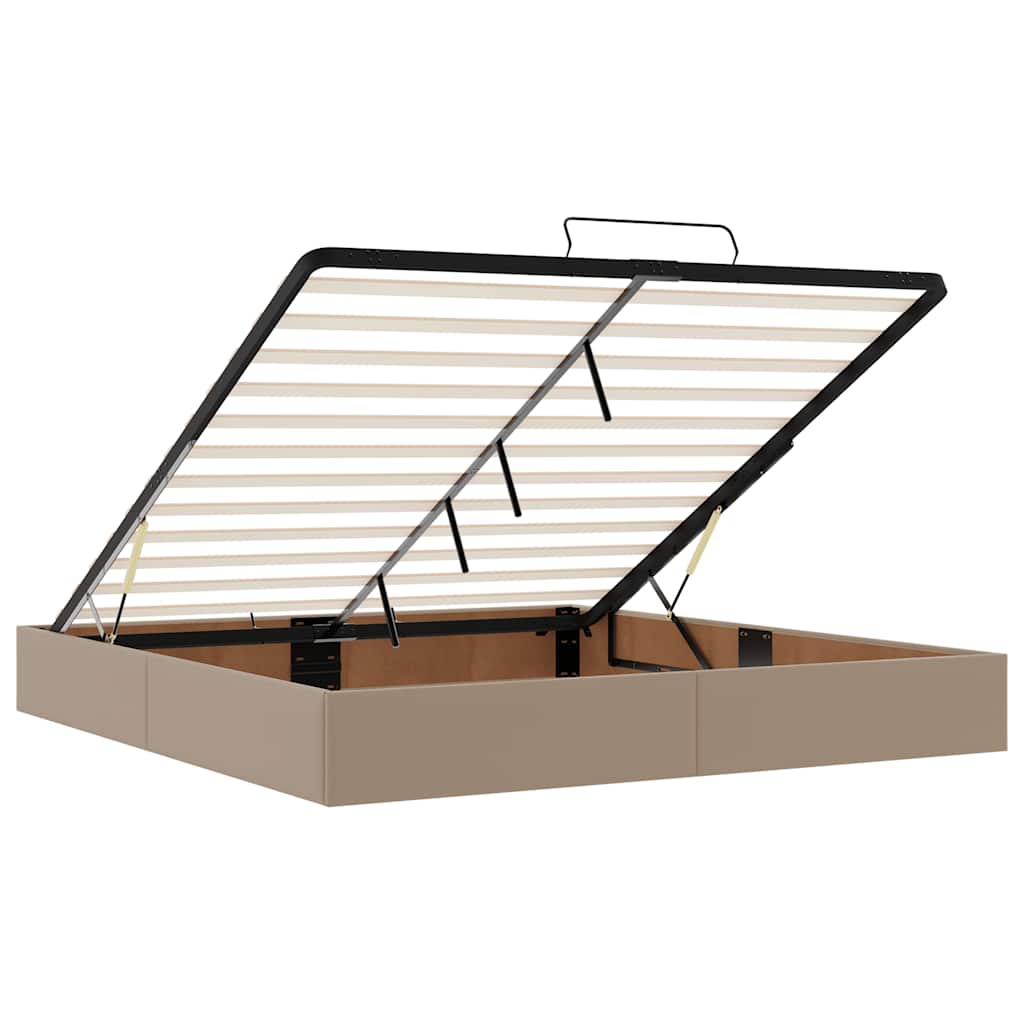 vidaXL Ottoman-Bett mit Matratzen LEDs Cappuccino 200x200cm Kunstleder