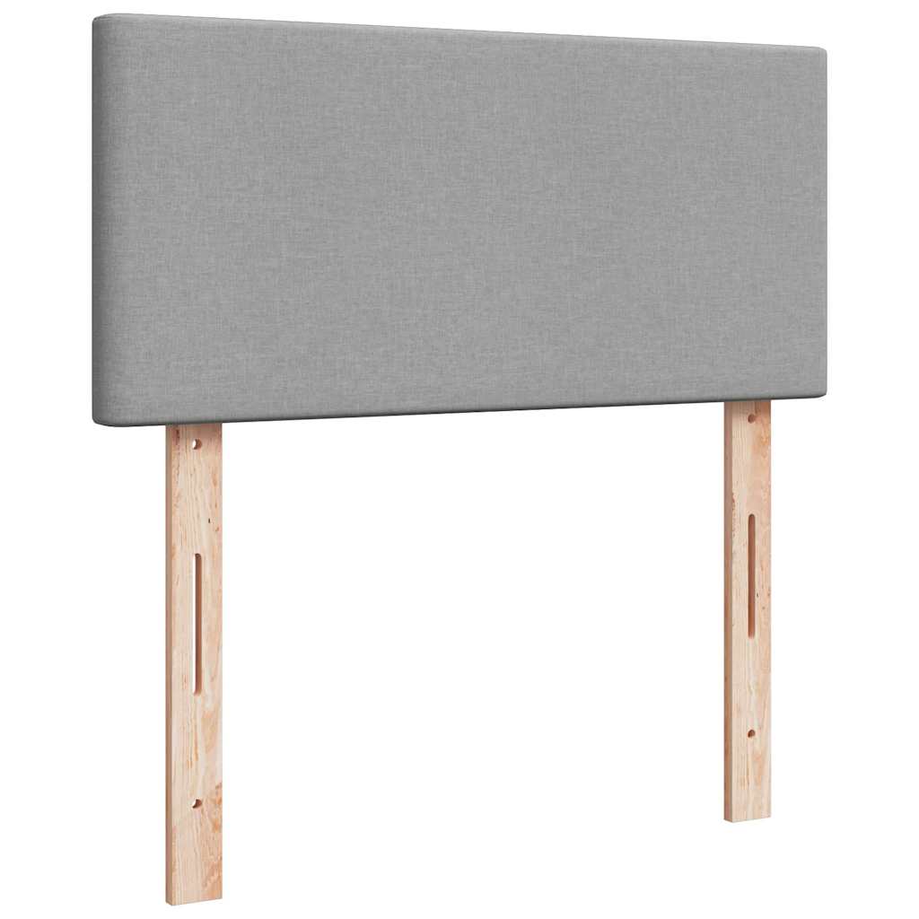 Ottomane Bett mit Matratze & LEDs Hellgrau 80x200 cm Stoff