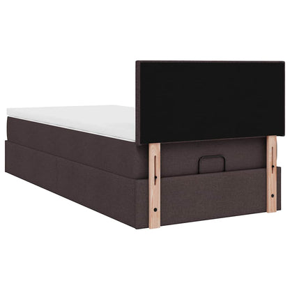 vidaXL Ottoman-Bett mit Matratze & LEDs Dunkelbraun 80x200 cm Stoff