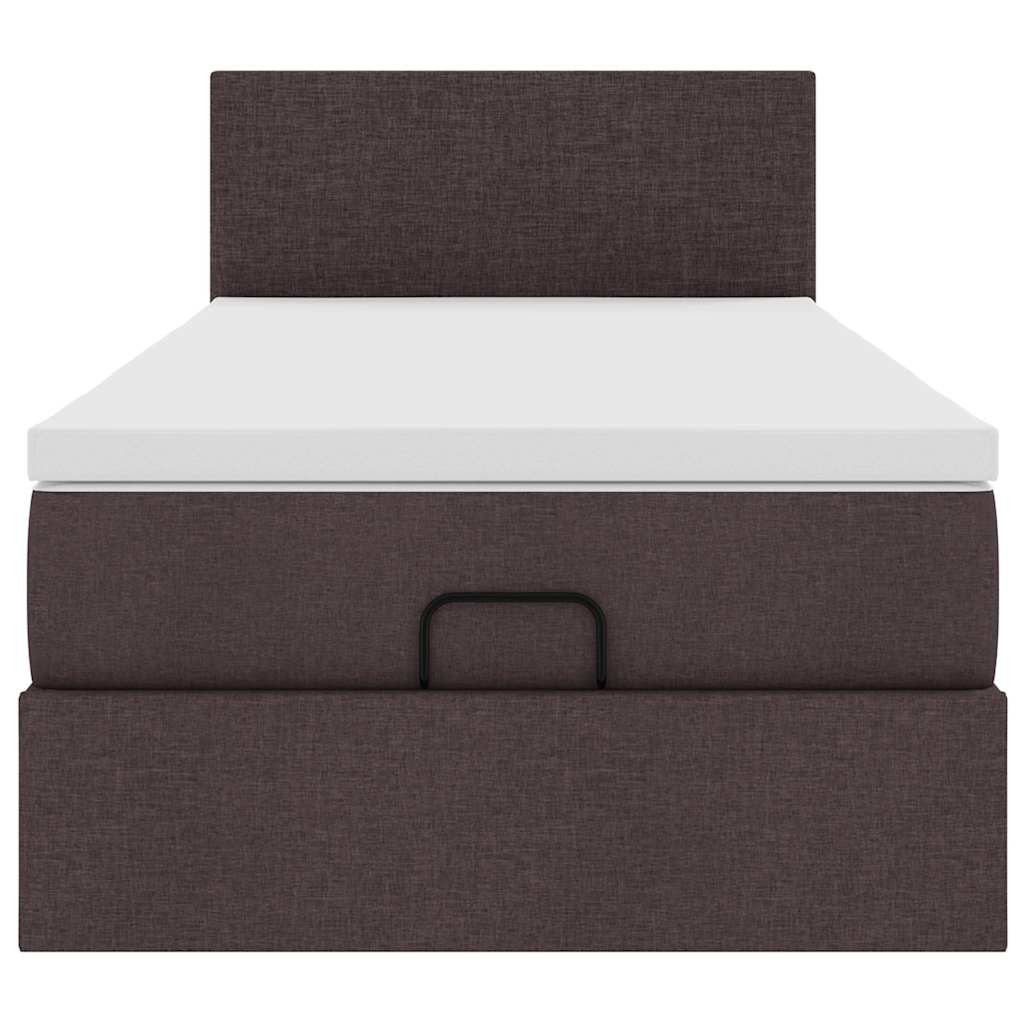 vidaXL Ottoman-Bett mit Matratze & LEDs Dunkelbraun 80x200 cm Stoff