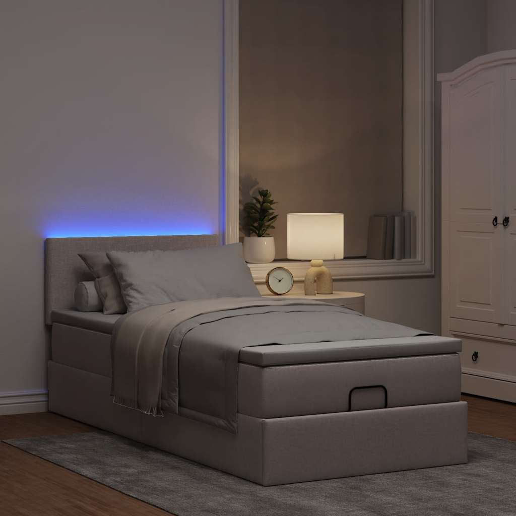 vidaXL Lit ottoman avec matelas et LED Taupe 80x200 cm Tissu