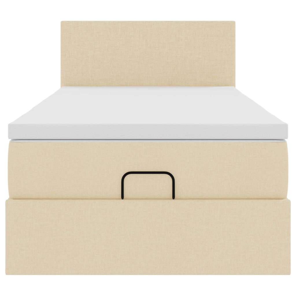 Ottoman-Bett mit Matratze & LEDs Creme 80x200 cm Stoff