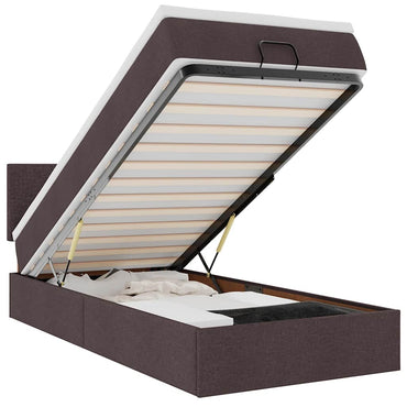 vidaXL Lit coffre avec matelas et LED Marron foncé 90x190 cm Tissu
