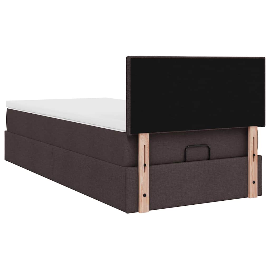 vidaXL Lit coffre avec matelas et LED Marron foncé 90x190 cm Tissu