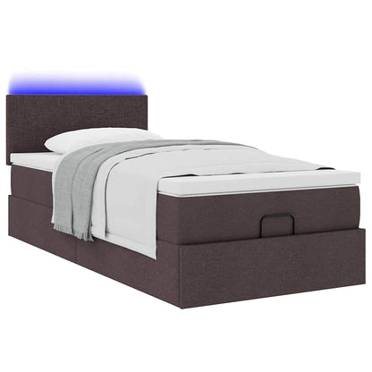 vidaXL Lit coffre avec matelas et LED Marron foncé 90x190 cm Tissu