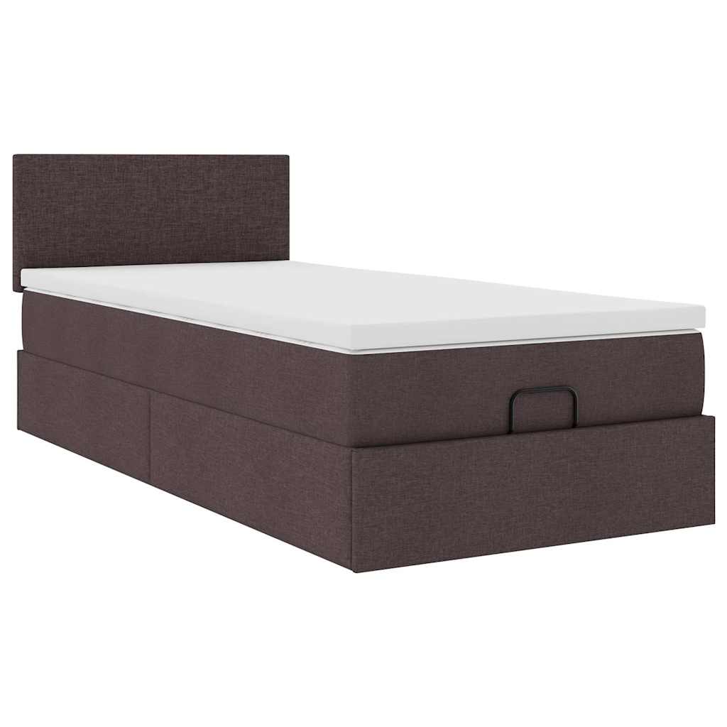 vidaXL Lit coffre avec matelas et LED Marron foncé 90x190 cm Tissu