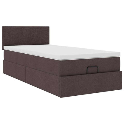 vidaXL Lit coffre avec matelas et LED Marron foncé 90x190 cm Tissu