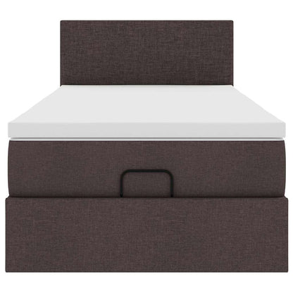 vidaXL Lit coffre avec matelas et LED Marron foncé 90x190 cm Tissu