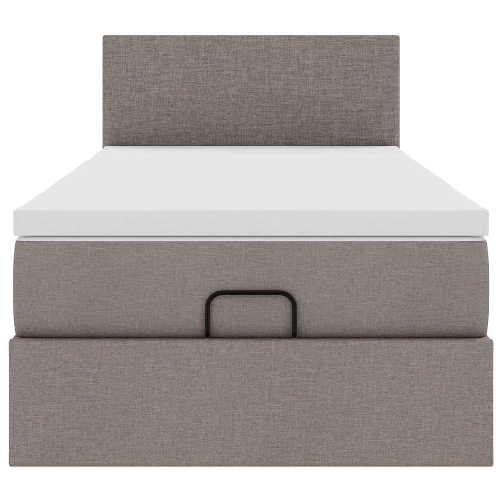 vidaXL Ottoman-Bett mit Matratze & LEDs Taupe 90x190 cm Stoff