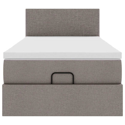 vidaXL Ottoman-Bett mit Matratze & LEDs Taupe 90x190 cm Stoff