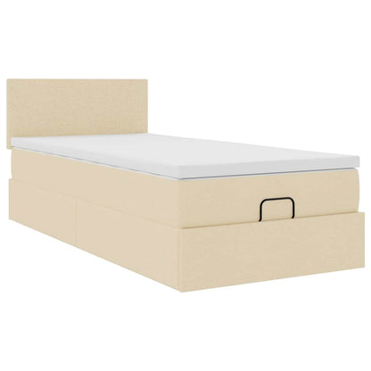 Ottoman-Bett mit Matratze & LEDs Creme 90x190 cm Stoff