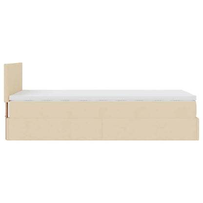 Ottoman-Bett mit Matratze & LEDs Creme 90x190 cm Stoff