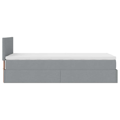 vidaXL Lit ottoman avec matelas et LED gris clair 90x200 cm tissu