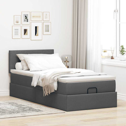 vidaXL Ottomane Bett mit Matratze & LEDs Dunkelgrau 90x200 cm Stoff