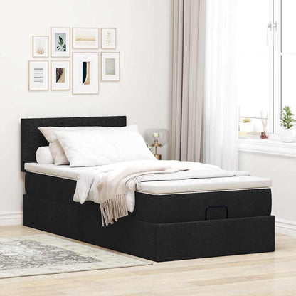 vidaXL Lit ottoman avec matelas et LED Noir 90x200 cm Tissu