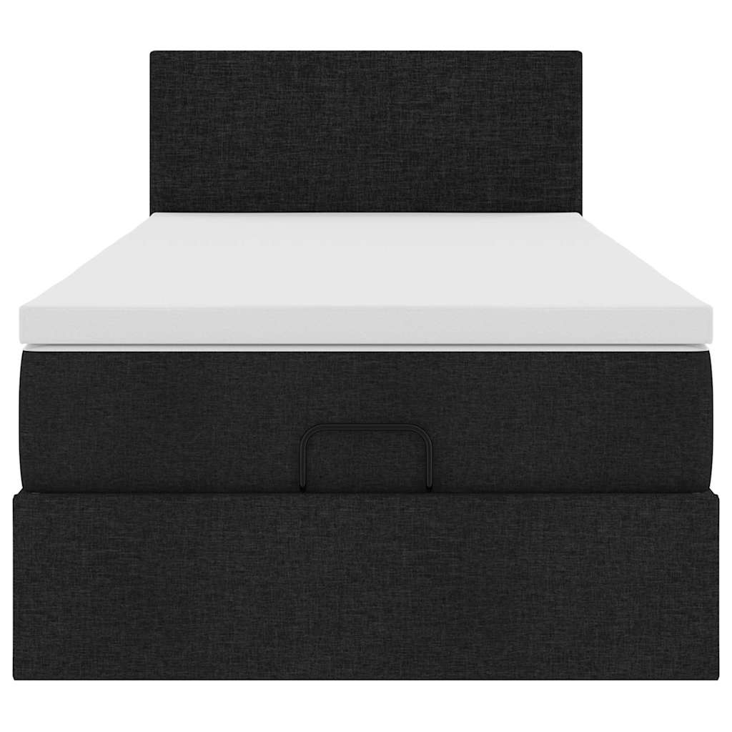 vidaXL Lit ottoman avec matelas et LED Noir 90x200 cm Tissu