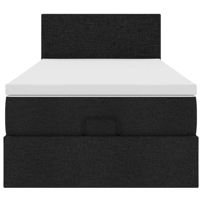 vidaXL Lit ottoman avec matelas et LED Noir 90x200 cm Tissu