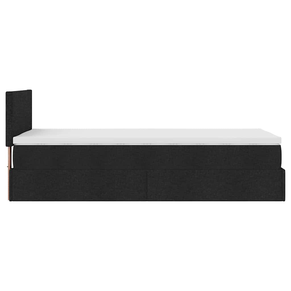 vidaXL Lit ottoman avec matelas et LED Noir 90x200 cm Tissu