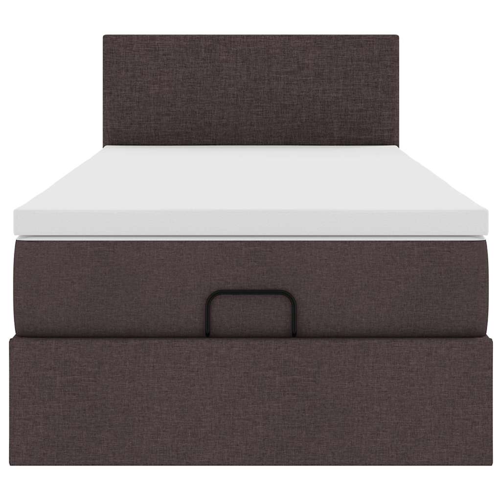 vidaXL Ottomane Bett mit Matratze & LEDs Dunkelbraun 90x200 cm Stoff