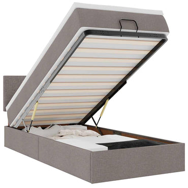 vidaXL Ottomane Bett mit Matratze & LEDs Taupe 90x200 cm Stoff
