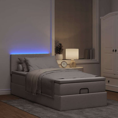 Ottomane Bett mit Matratze & LEDs Taupe 90x200 cm Stoff
