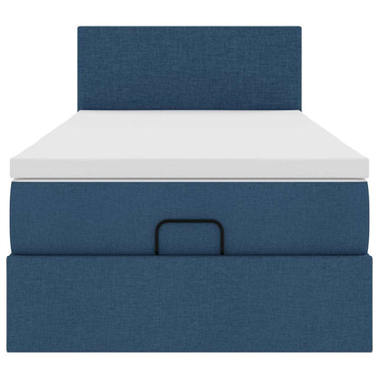 vidaXL Ottomane Bett mit Matratze & LEDs Blau 90x200 cm Stoff