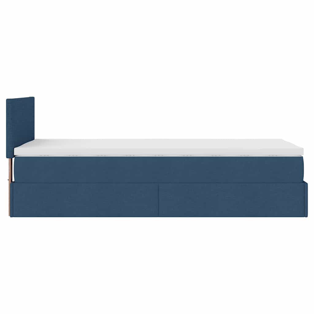 vidaXL Ottomane Bett mit Matratze & LEDs Blau 90x200 cm Stoff